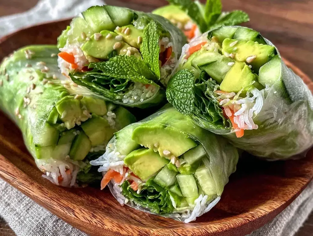 fresh cucumber avocado spring roll salad - featured image