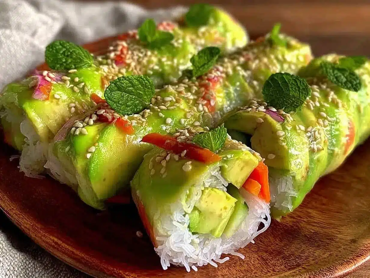 fresh cucumber avocado spring roll salad preparation steps