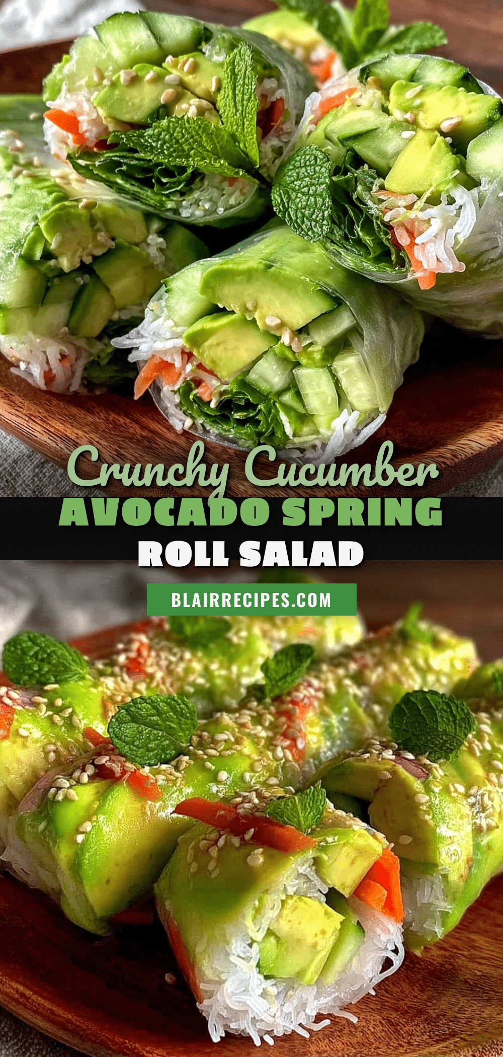 fresh cucumber avocado spring roll salad recipe