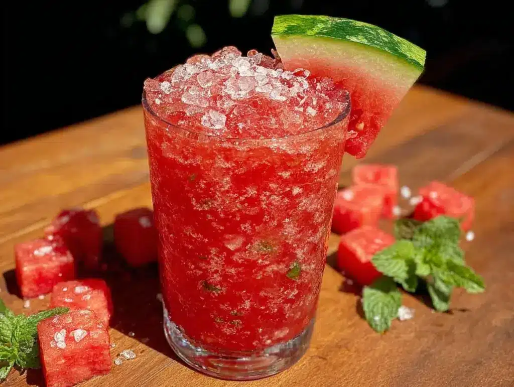 fresh frozen watermelon slushie - featured image
