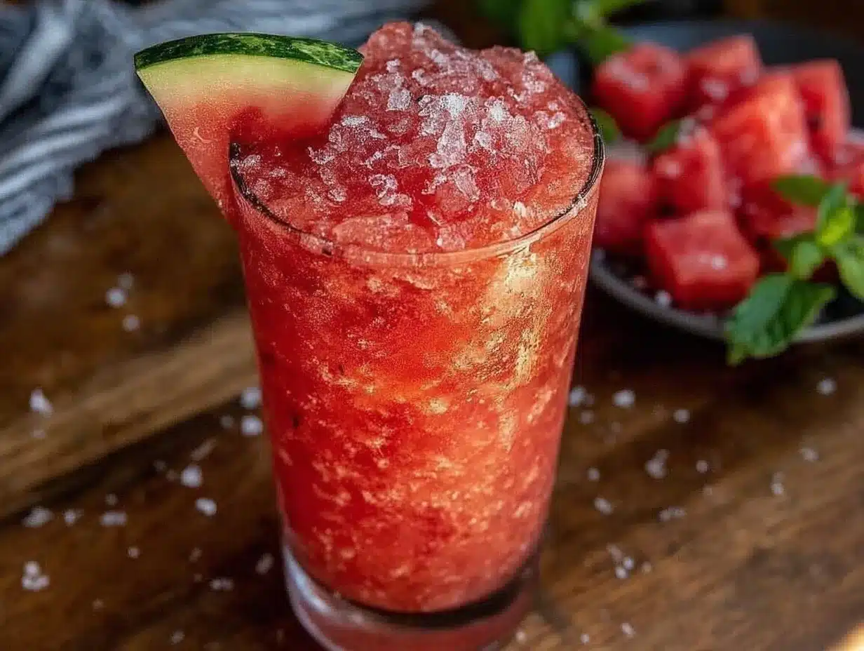 fresh frozen watermelon slushie preparation steps
