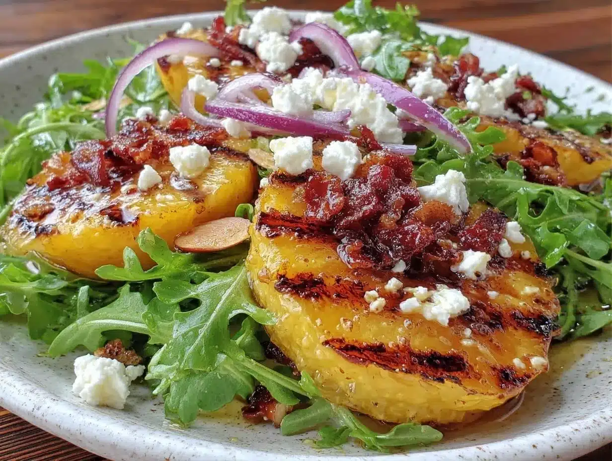 fresh grilled peach arugula salad preparation steps
