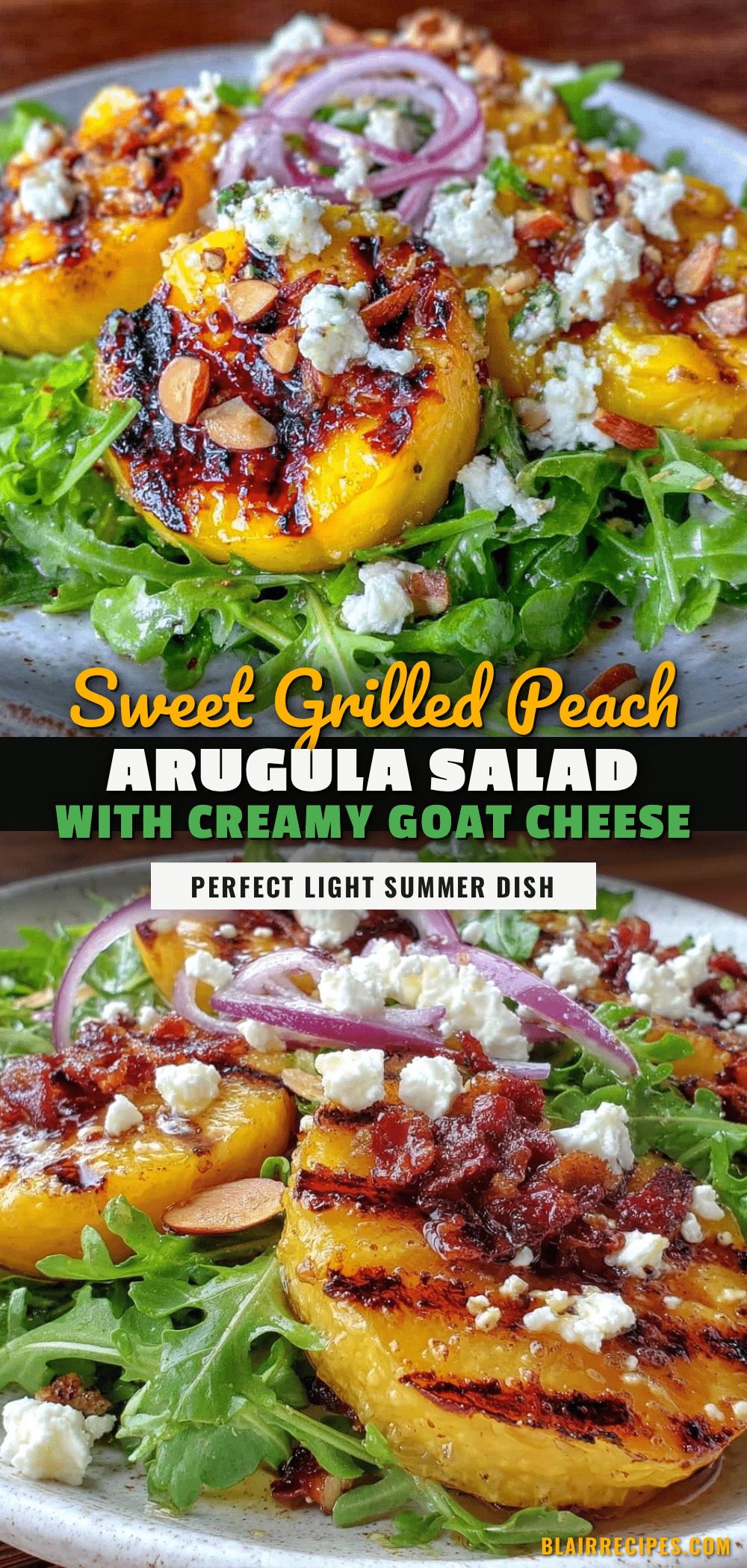 fresh grilled peach arugula salad recipe