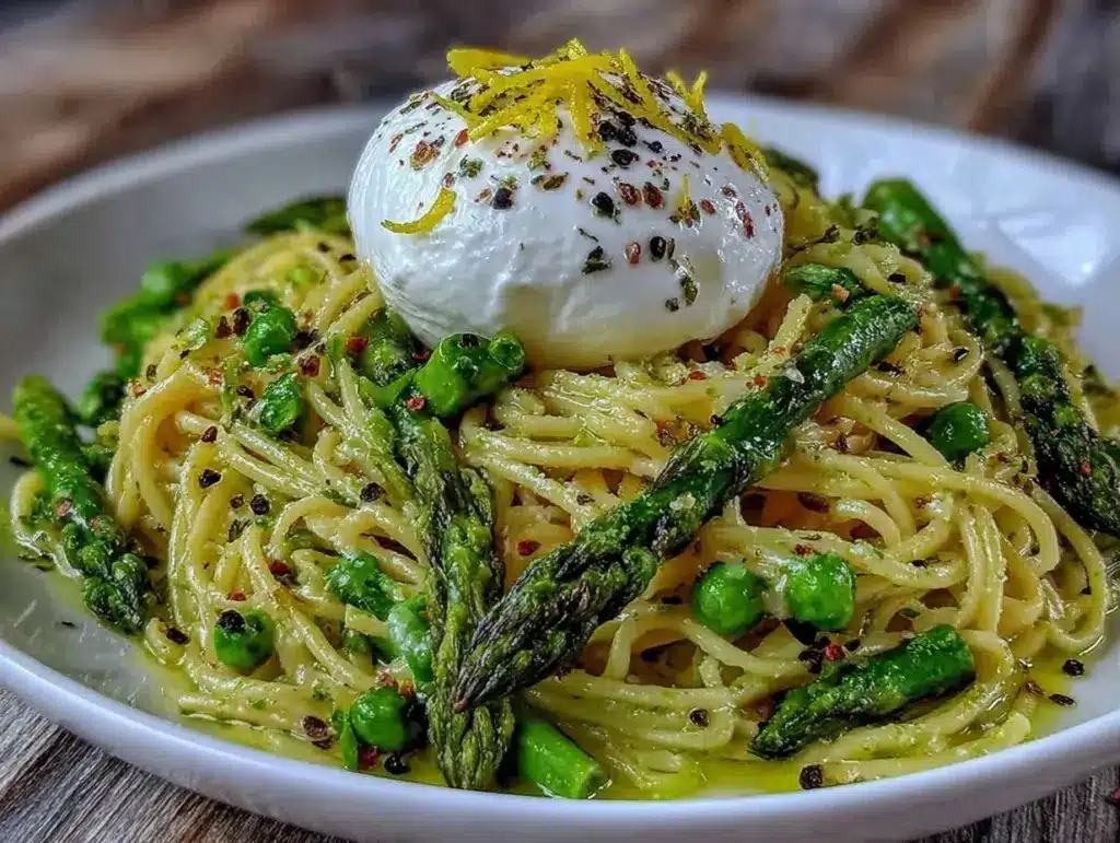 fresh lemon asparagus pasta - featured image