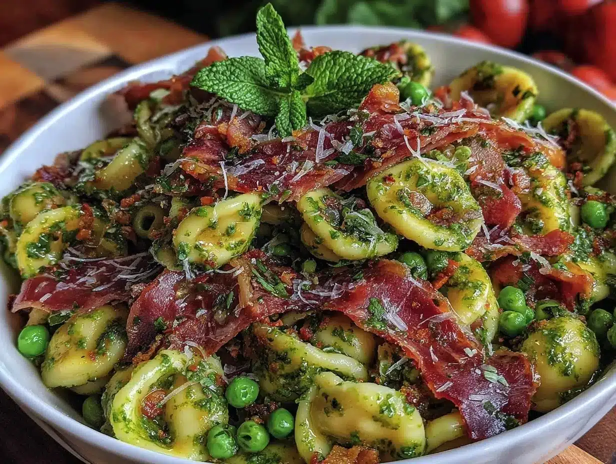 fresh pea and prosciutto orecchiette preparation steps
