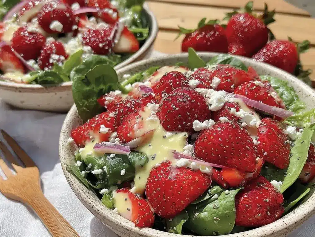 fresh strawberry spinach salad - featured image