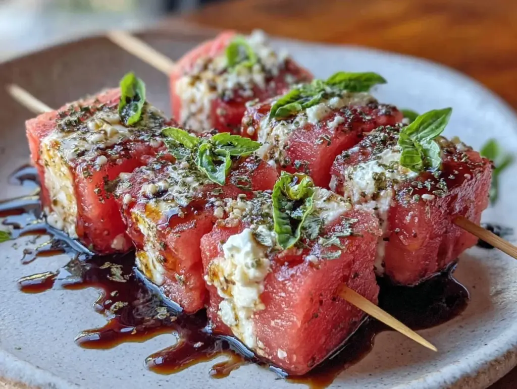 fresh watermelon feta basil skewers - featured image