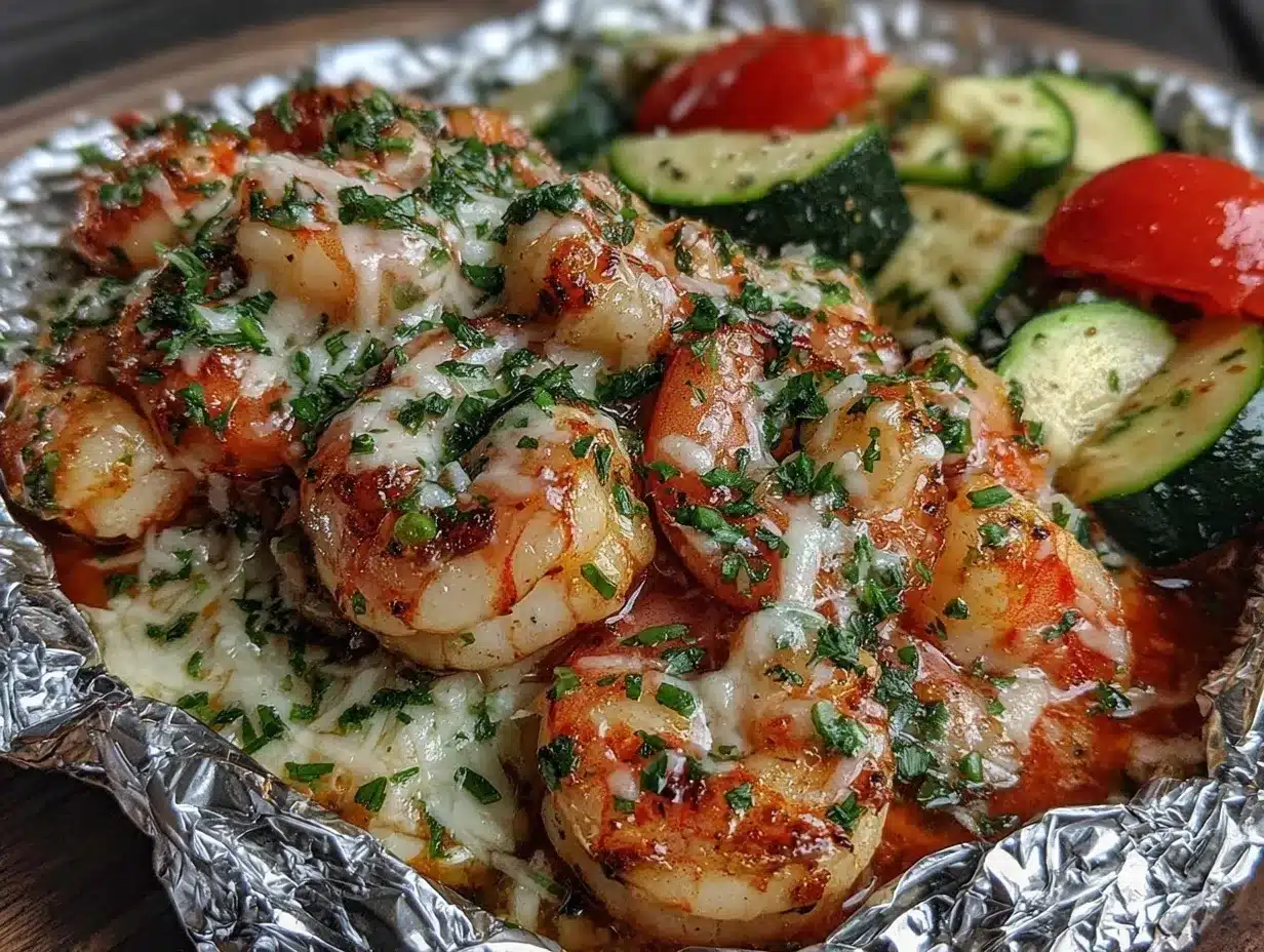 garlic parmesan shrimp foil packets preparation steps