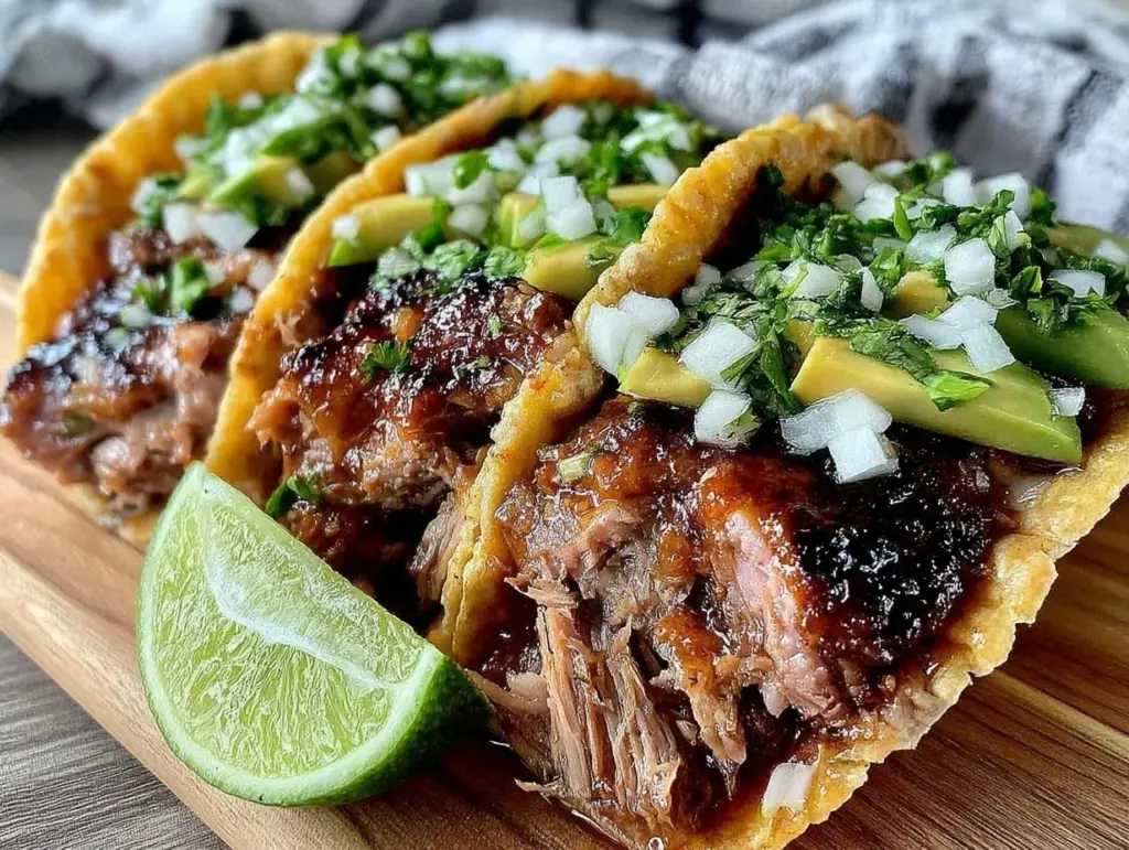 healthy slow cooker carnitas tacos - featured image
