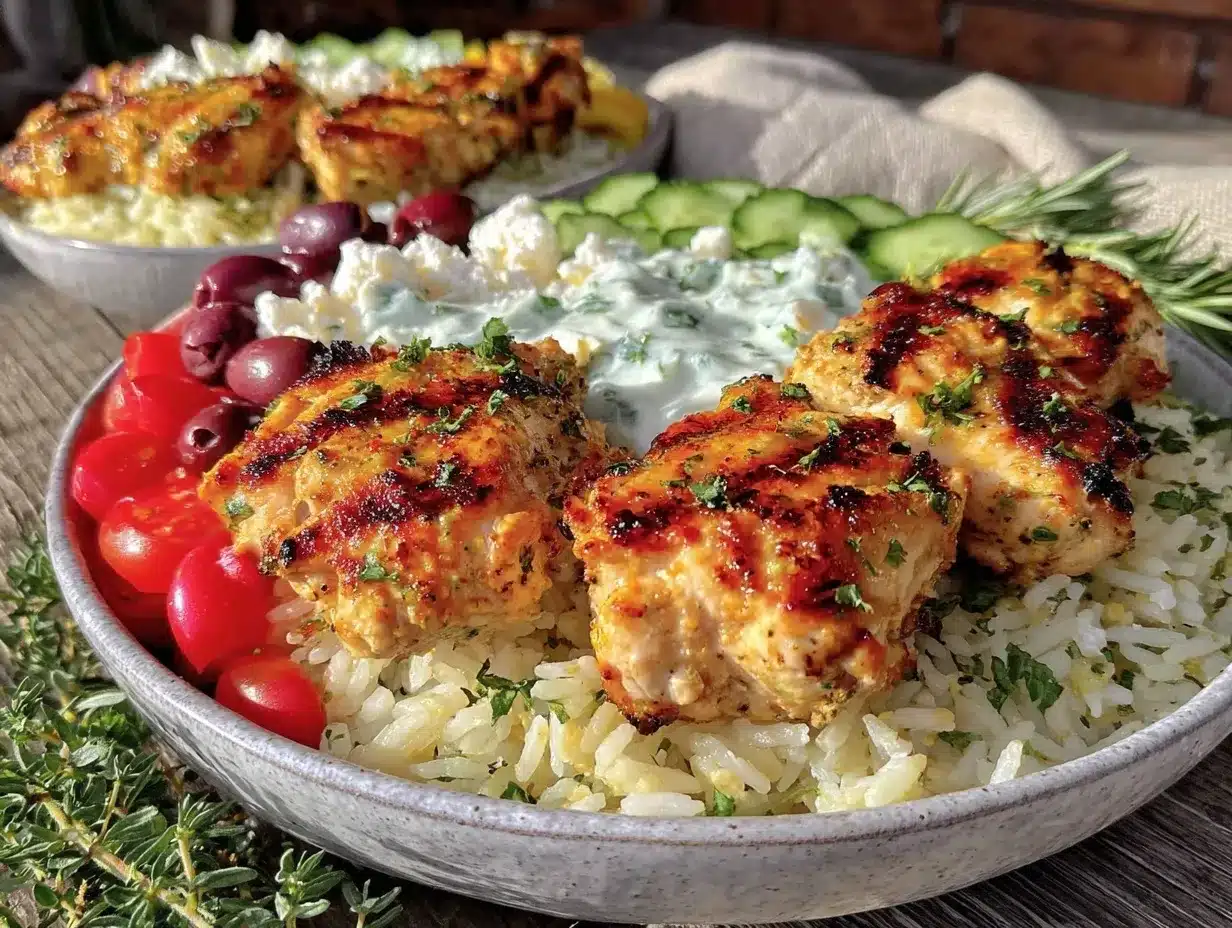 lemon herb chicken souvlaki bowls preparation steps