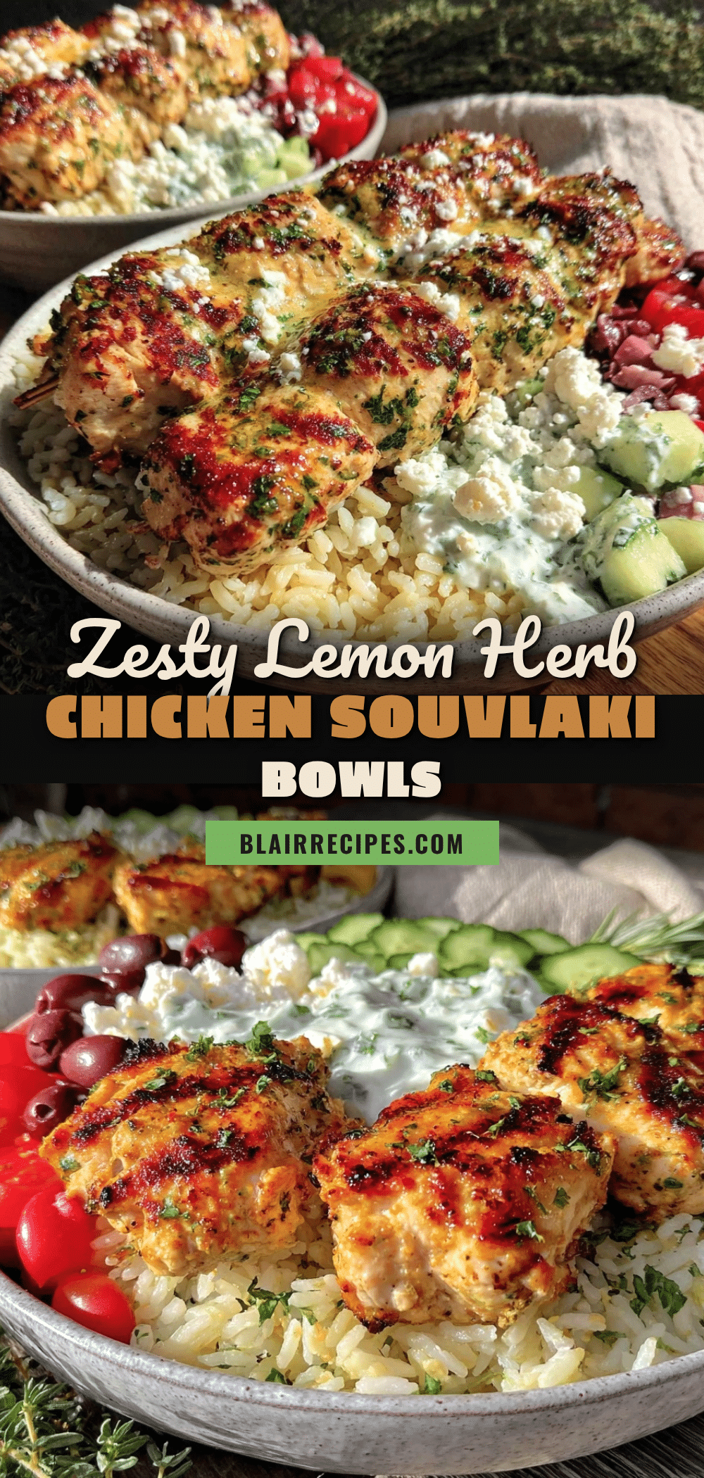 lemon herb chicken souvlaki bowls recipe