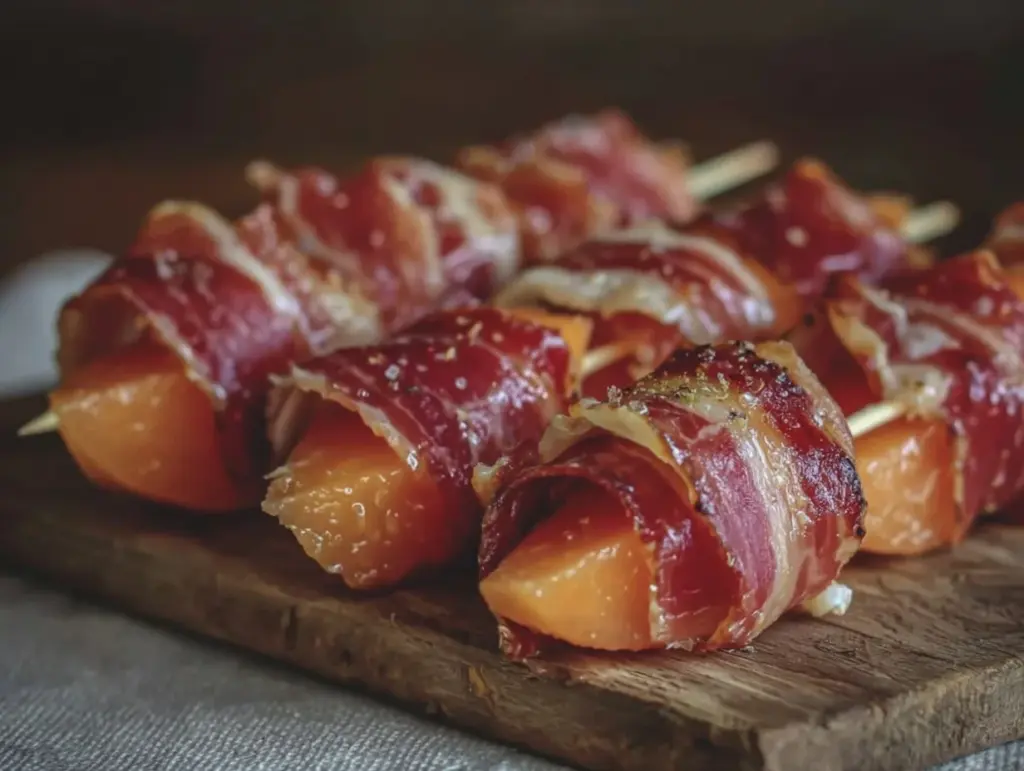 prosciutto wrapped melon skewers - featured image