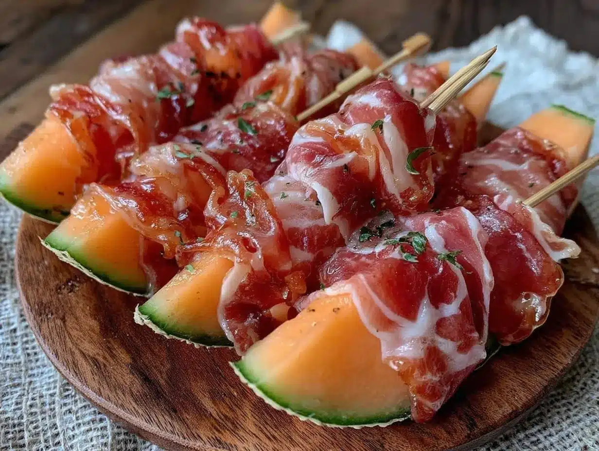 prosciutto wrapped melon skewers preparation steps