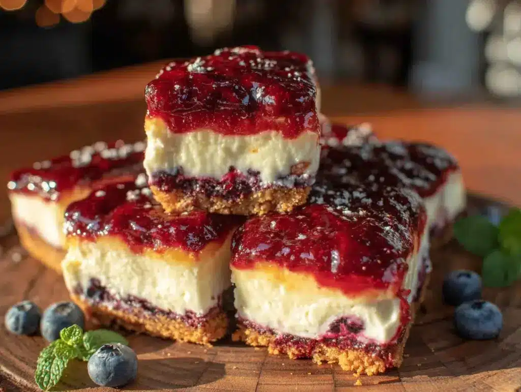 red white and blue cheesecake bars - featured image
