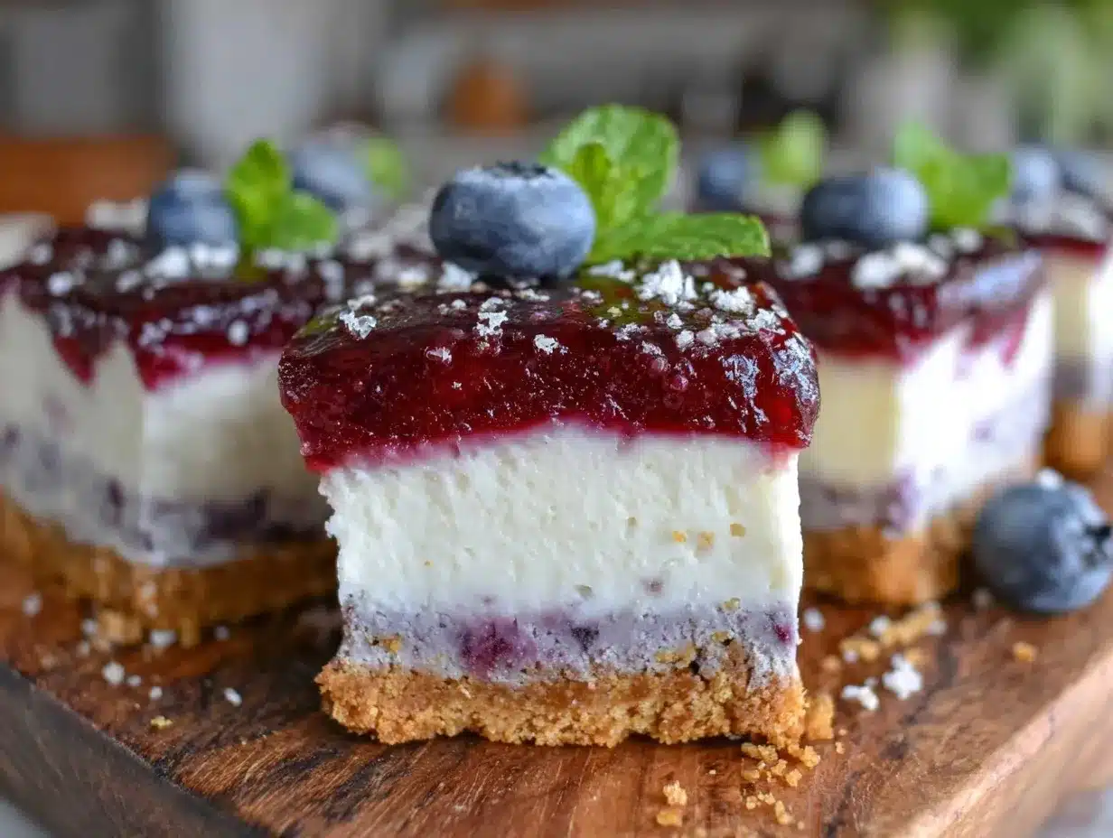 red white and blue cheesecake bars preparation steps