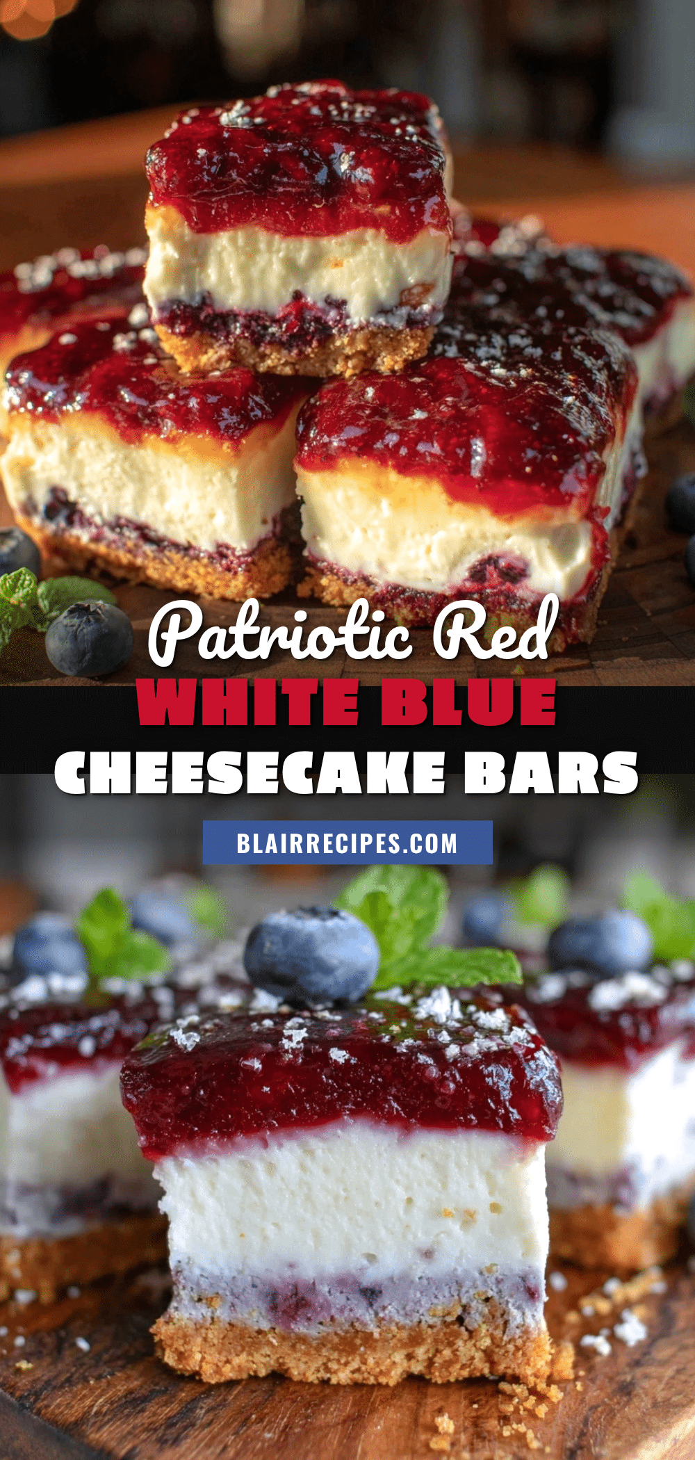 red white and blue cheesecake bars recipe