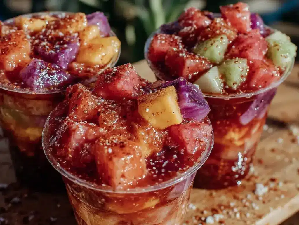 tropical fruit cups with chamoy and tajín - featured image