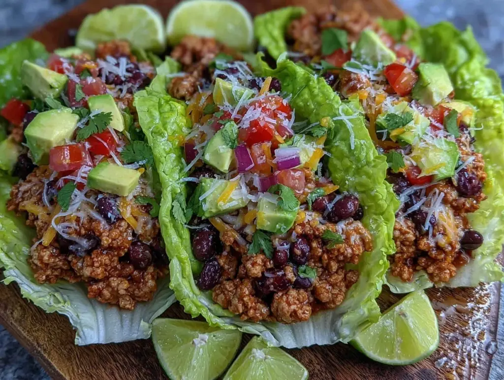 turkey taco lettuce wraps - featured image