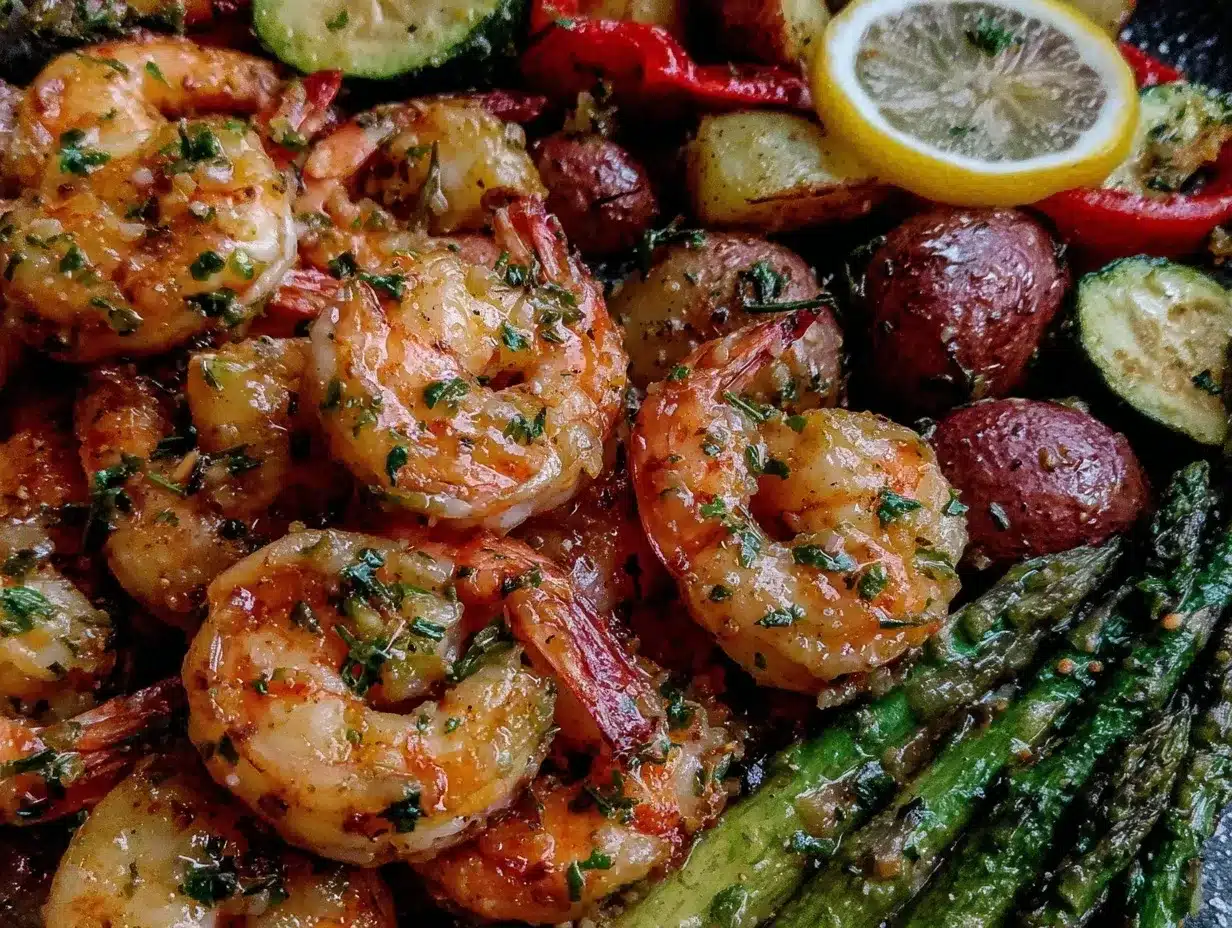zesty lemon herb shrimp sheet pan dinner preparation steps